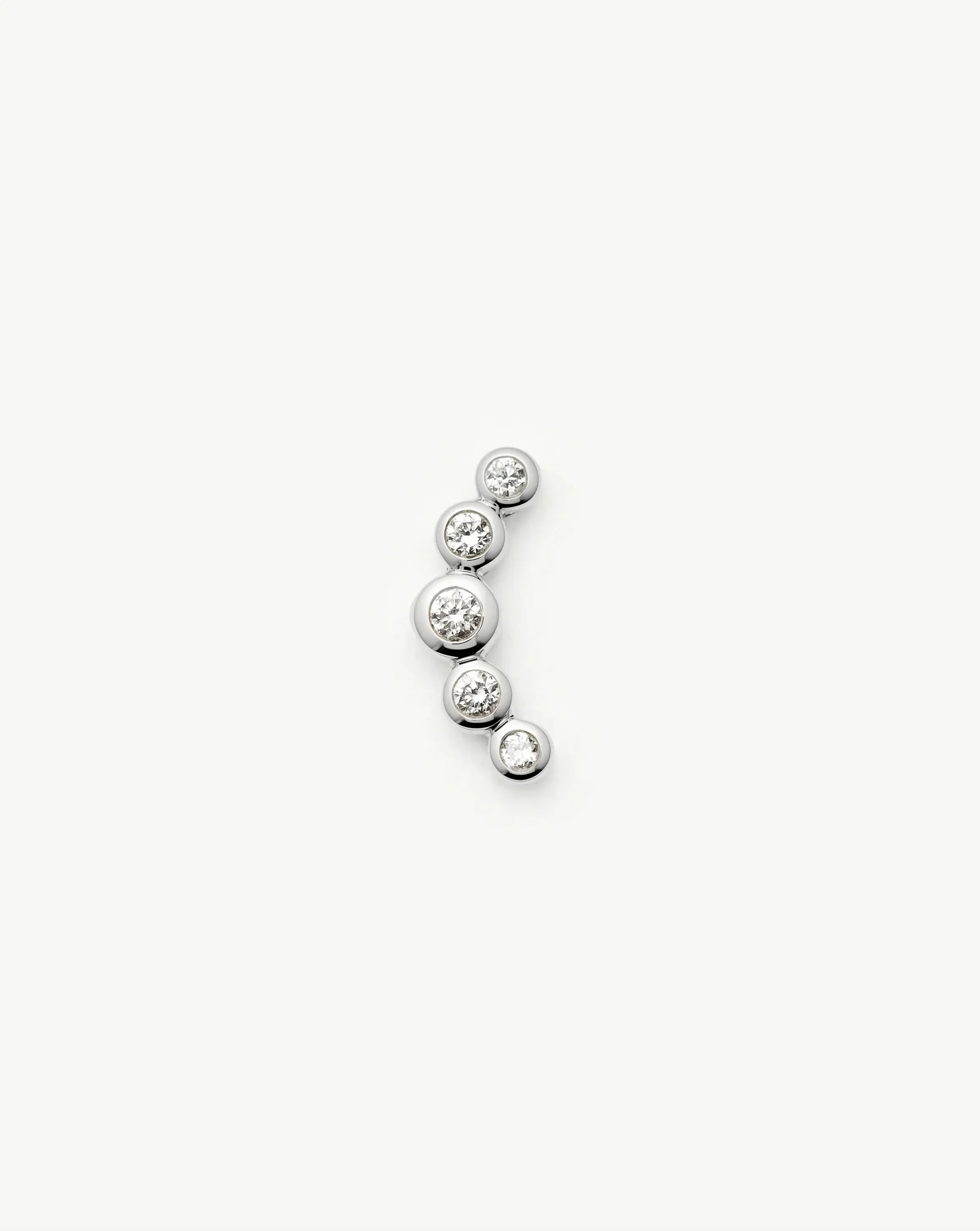Solid Gold Diamond Ear Climber Flat Back Stud Earring | 9k Solid White Gold
