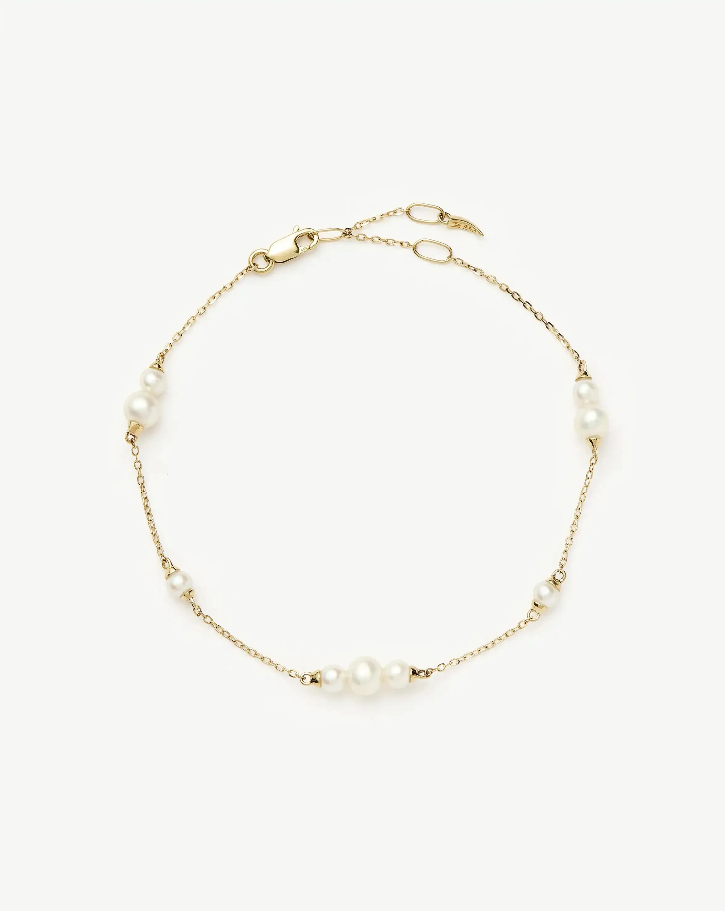 Solid Gold Pearl Chain Bracelet | 14k Solid Gold/Pearl