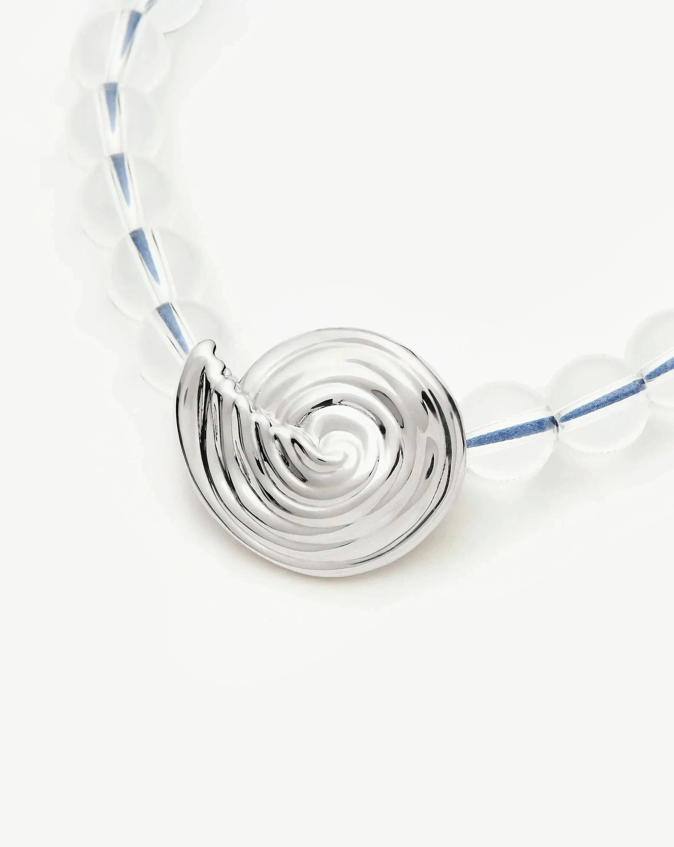 Spiral Gemstone Beaded Pendant Necklace | Silver Plated/Clear Crystal Quartz - Image 4