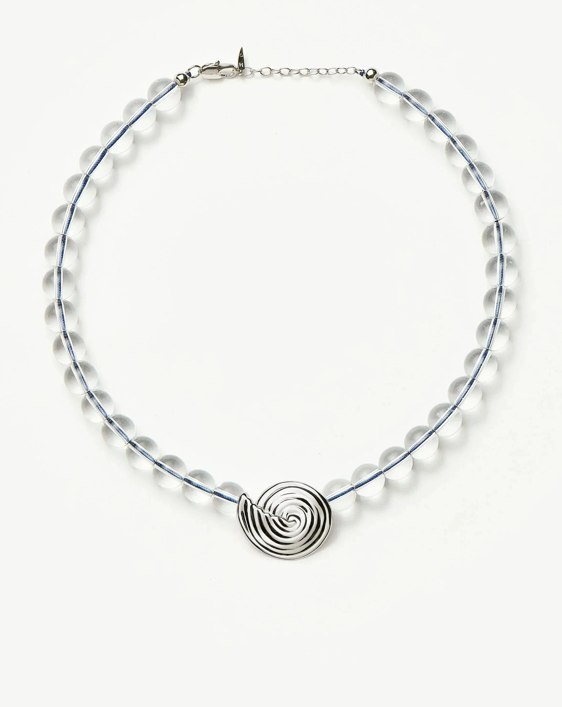 Spiral Gemstone Beaded Pendant Necklace | Silver Plated/Clear Crystal Quartz - Image 5