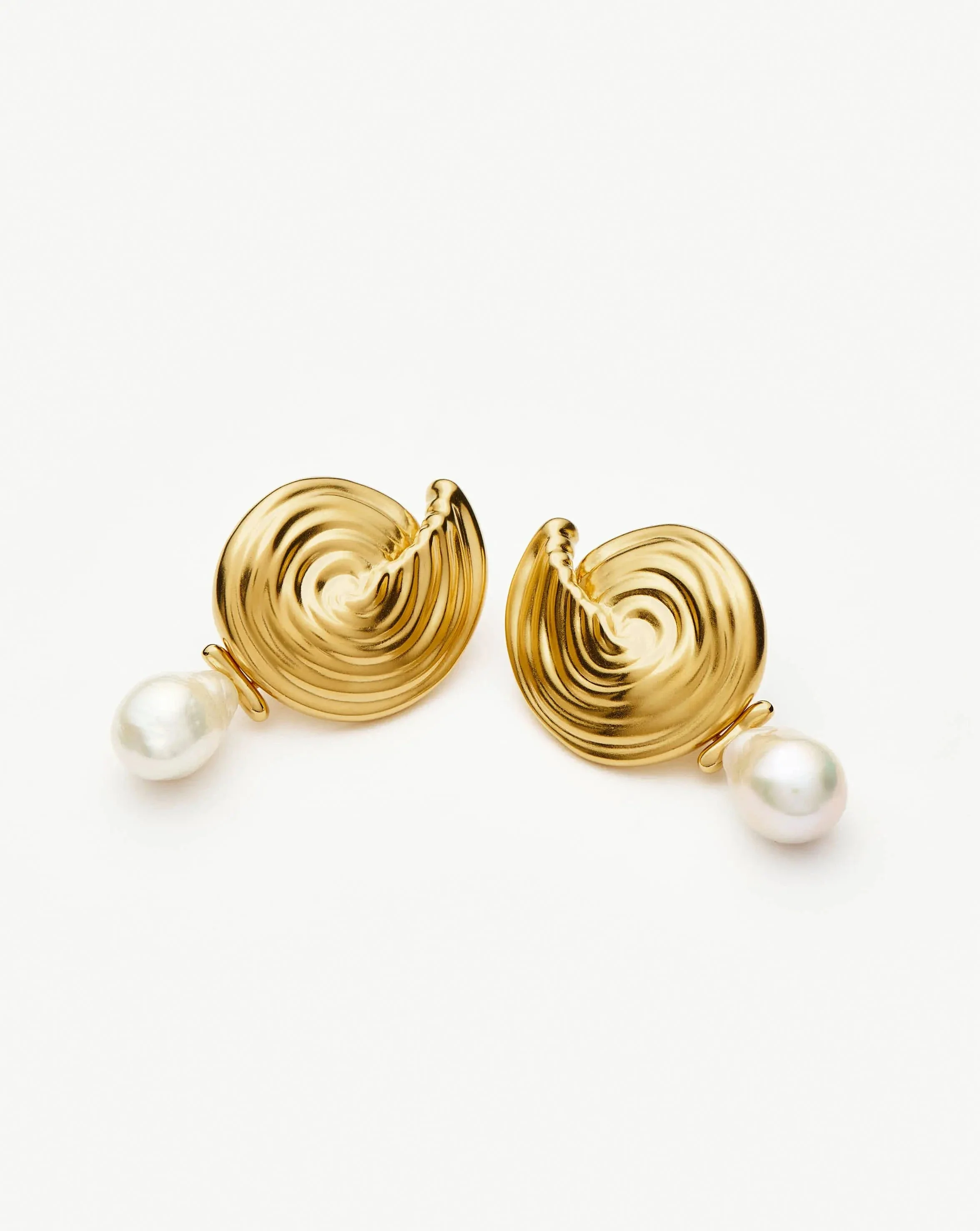 Spiral Detachable Pearl Drop Earrings | 18k Gold Plated - Image 6