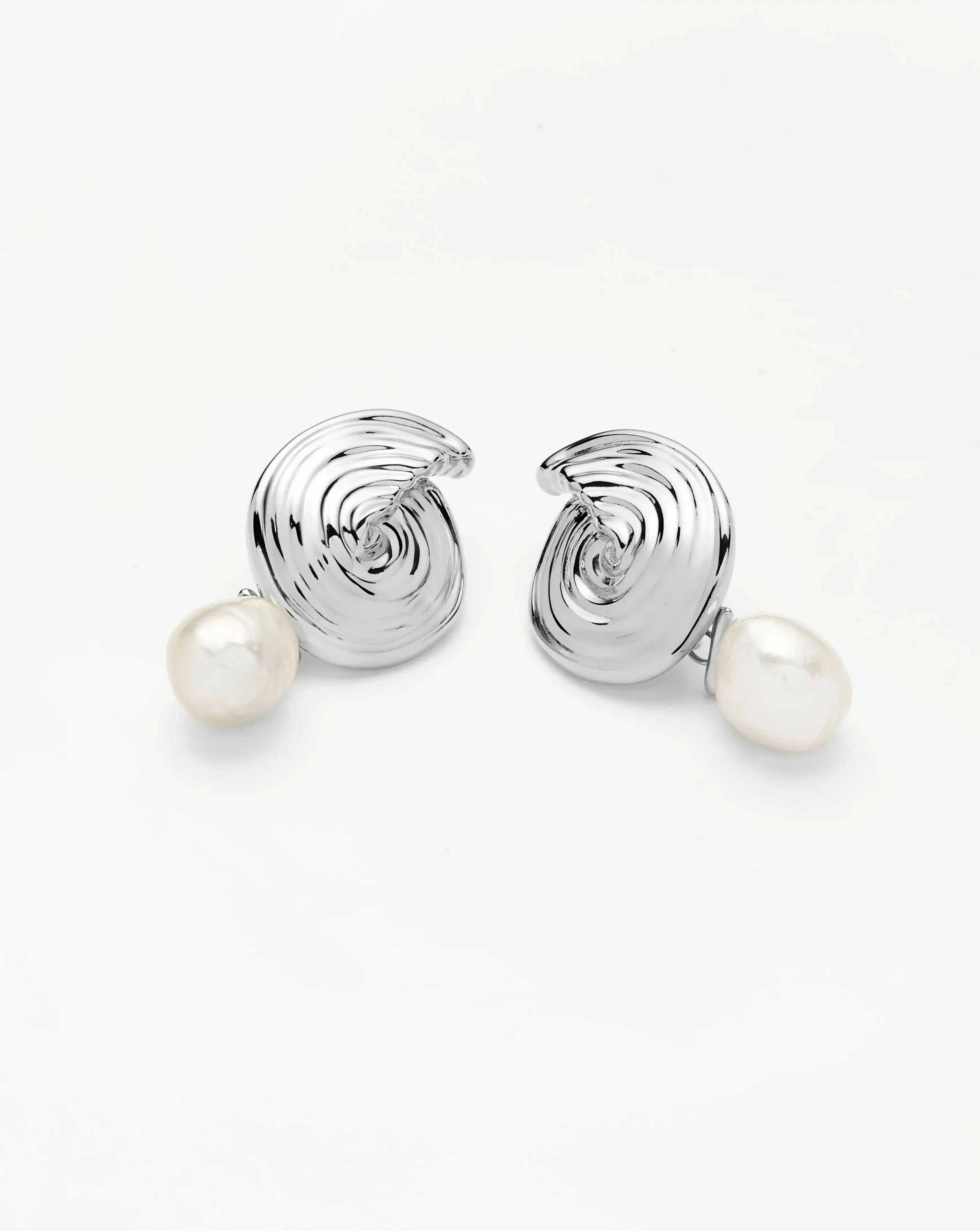 Spiral Detachable Pearl Drop Earrings | Silver Plated - Image 8