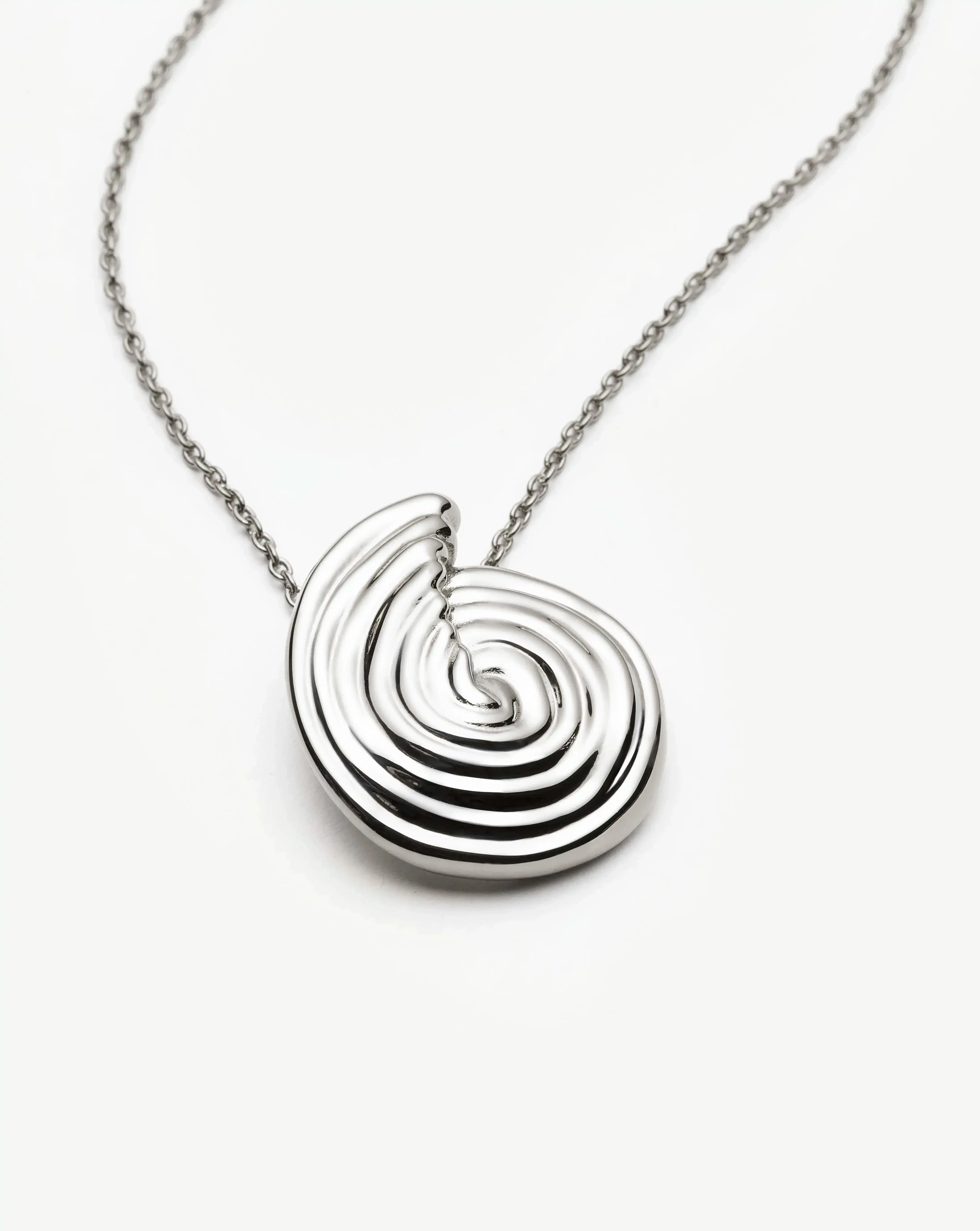 Spiral Large Pendant Necklace | Silver Plated - Image 4