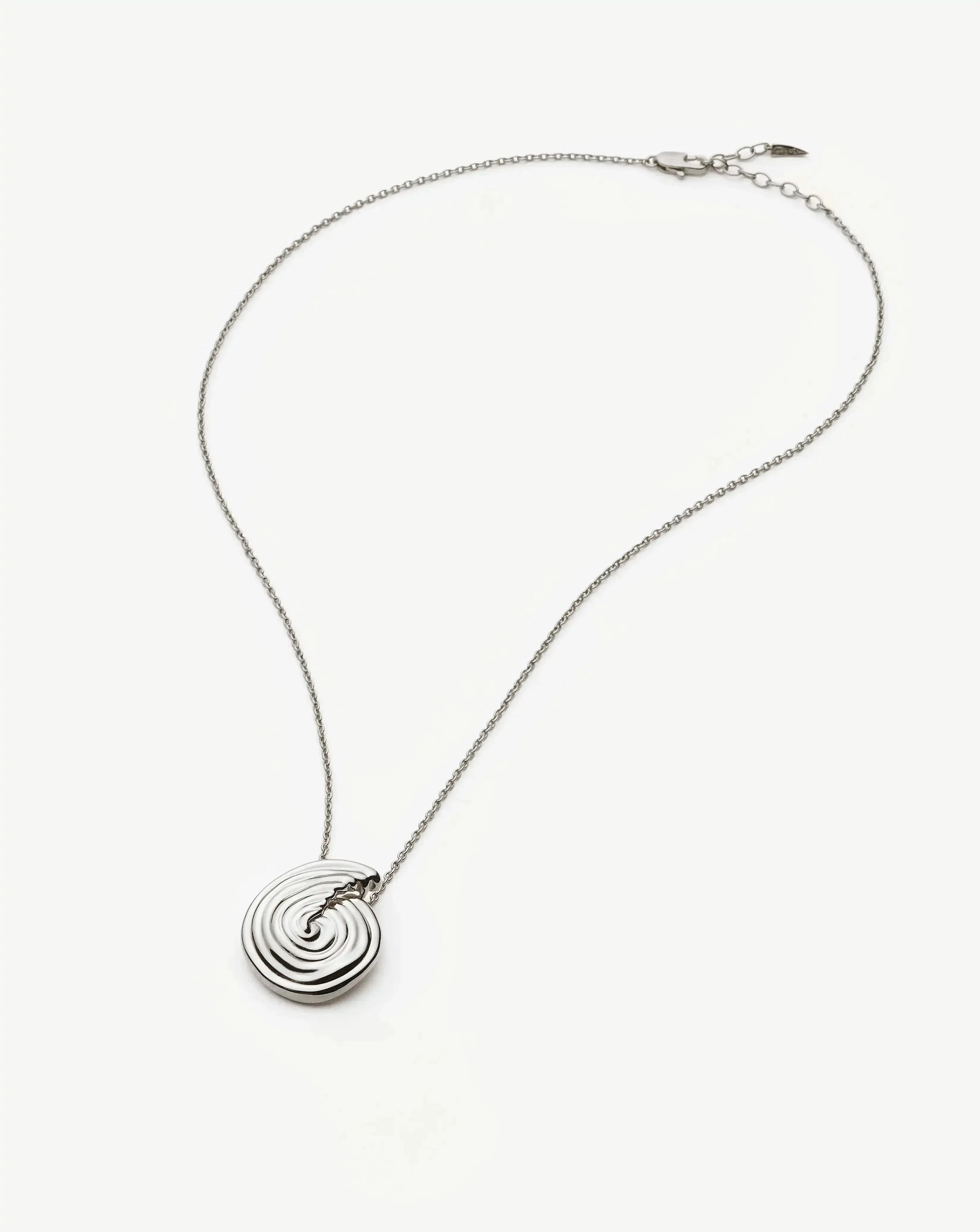 Spiral Large Pendant Necklace | Silver Plated - Image 5