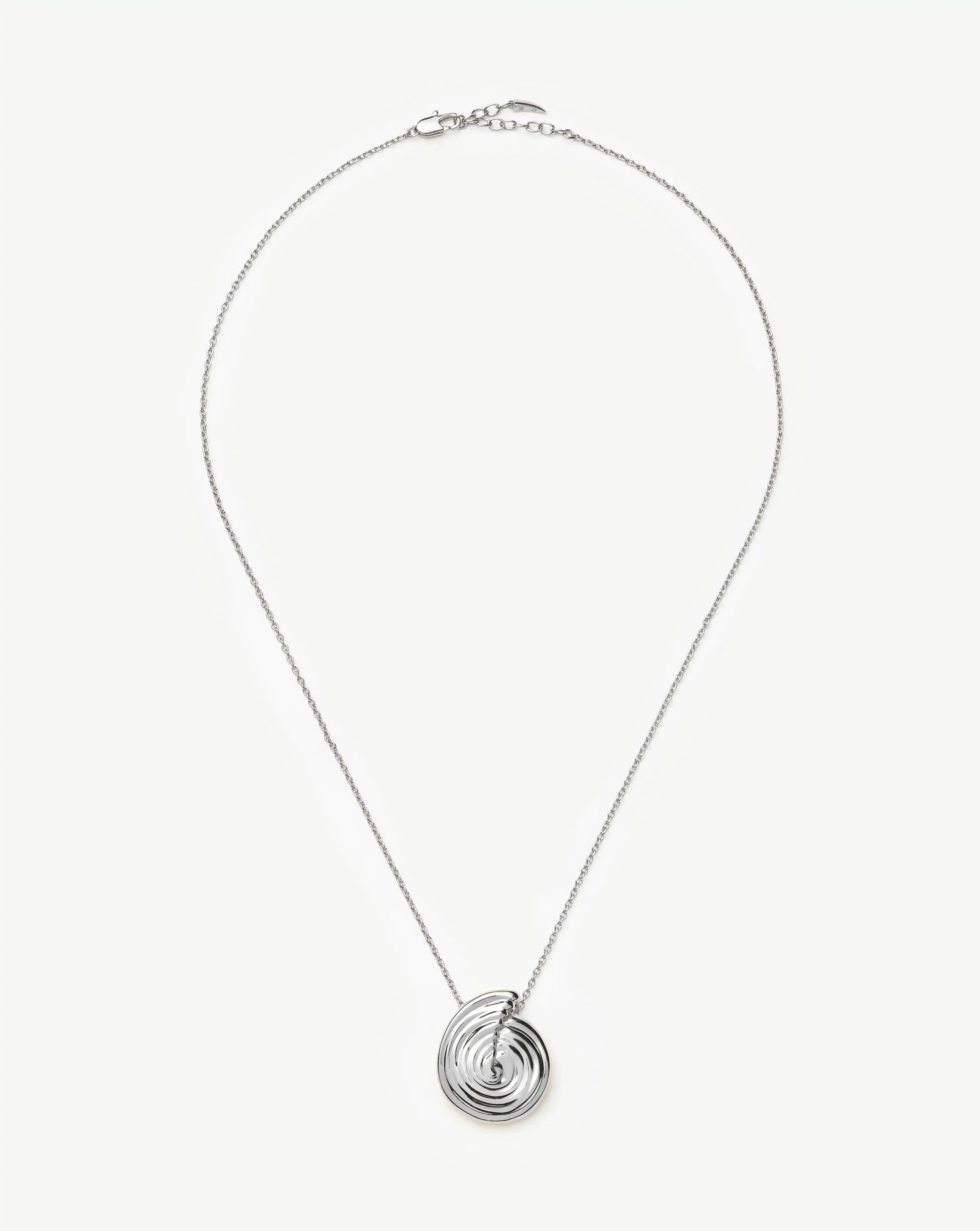 Spiral Large Pendant Necklace | Silver Plated - Image 6