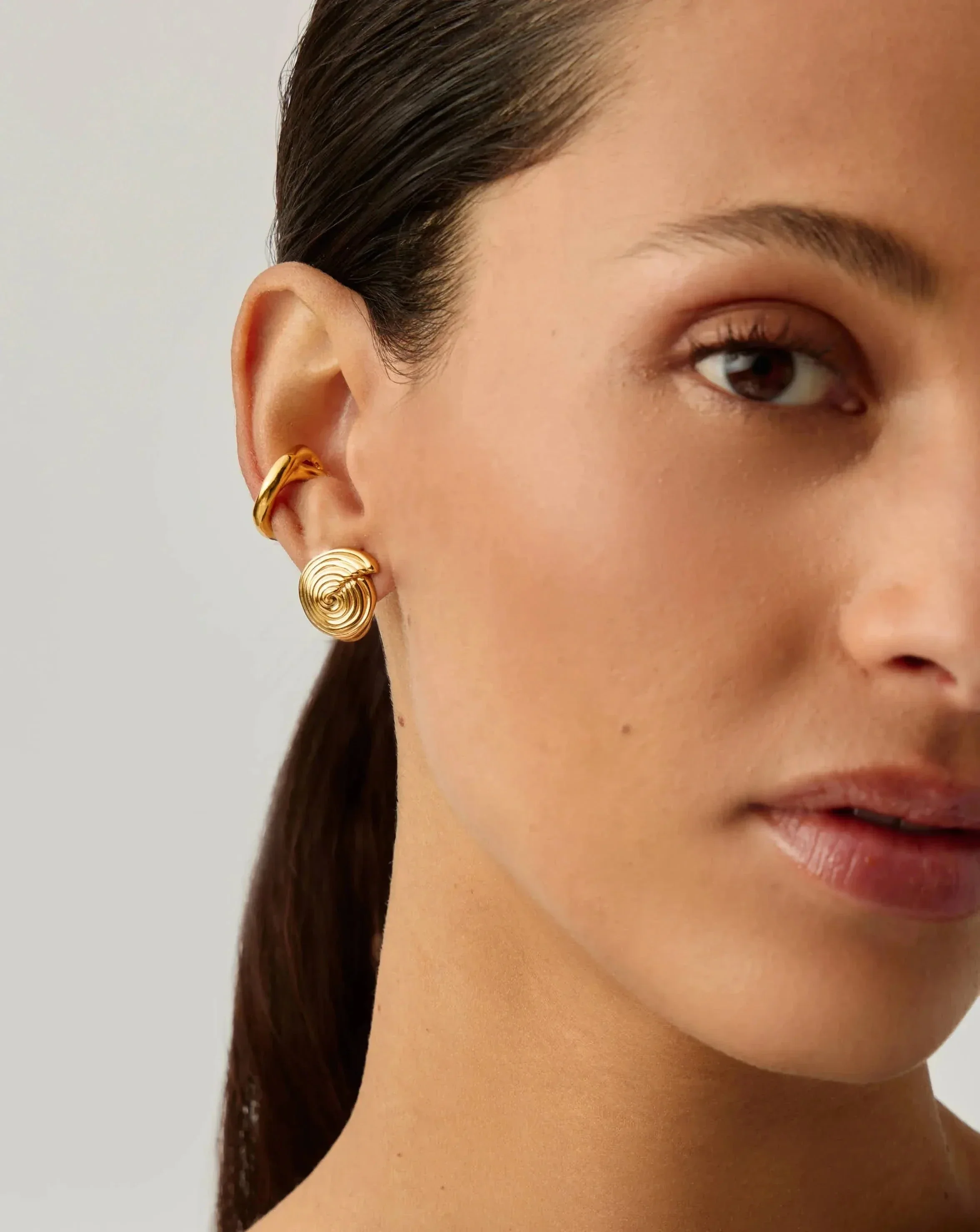 Spiral Small Stud Earrings | 18k Gold Plated - Image 2