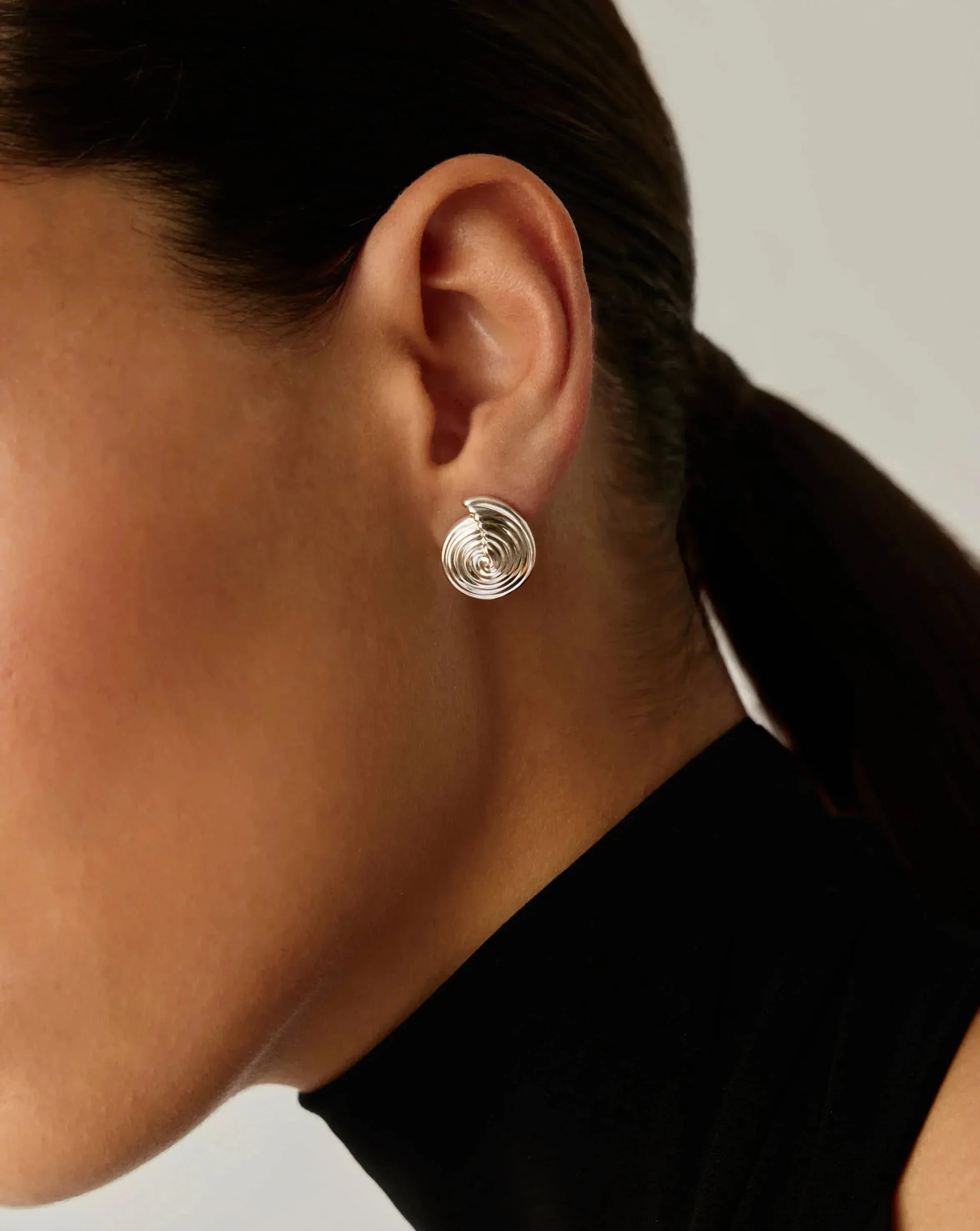 Spiral Small Stud Earrings | Silver Plated - Image 2