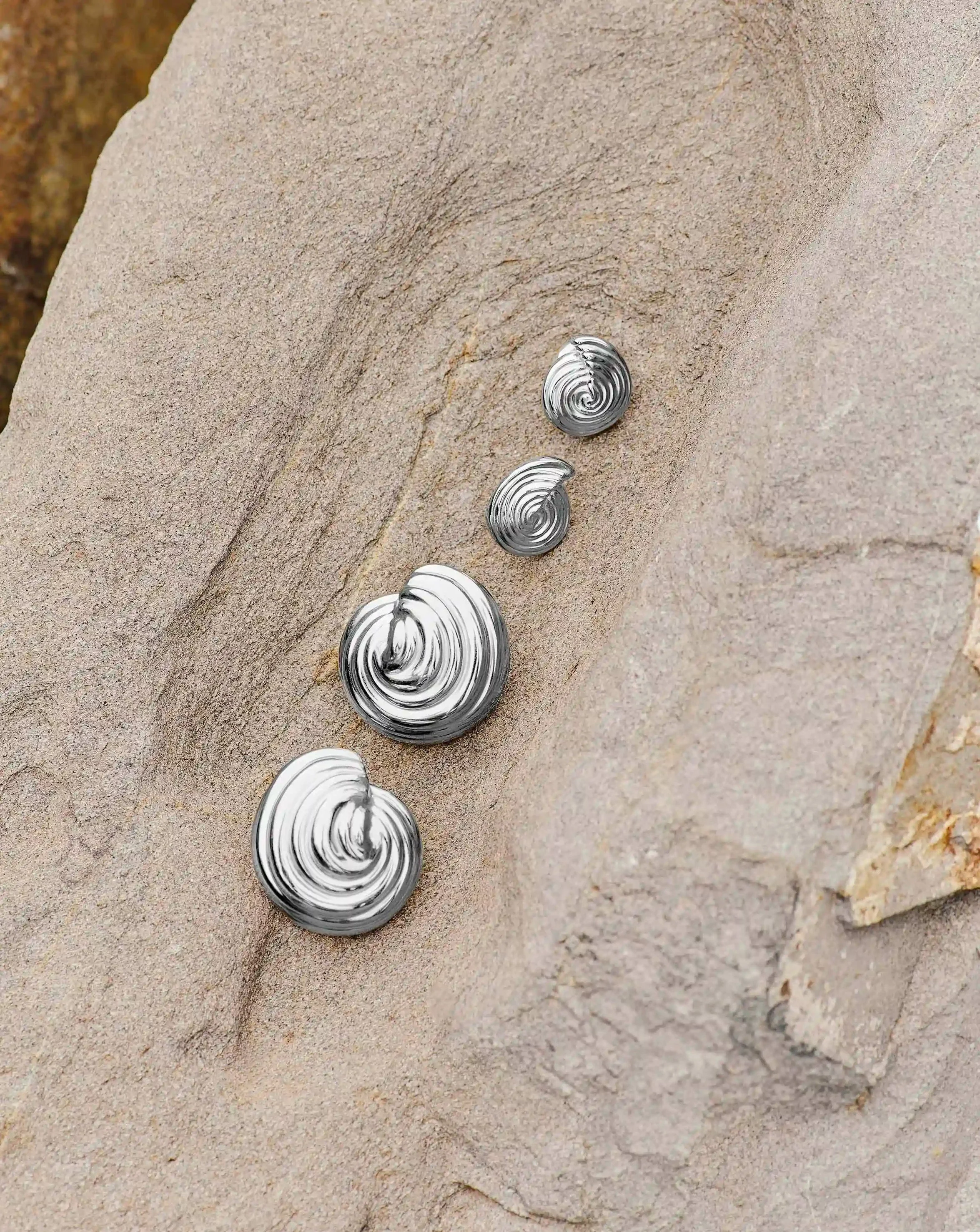 Spiral Small Stud Earrings | Silver Plated - Image 3