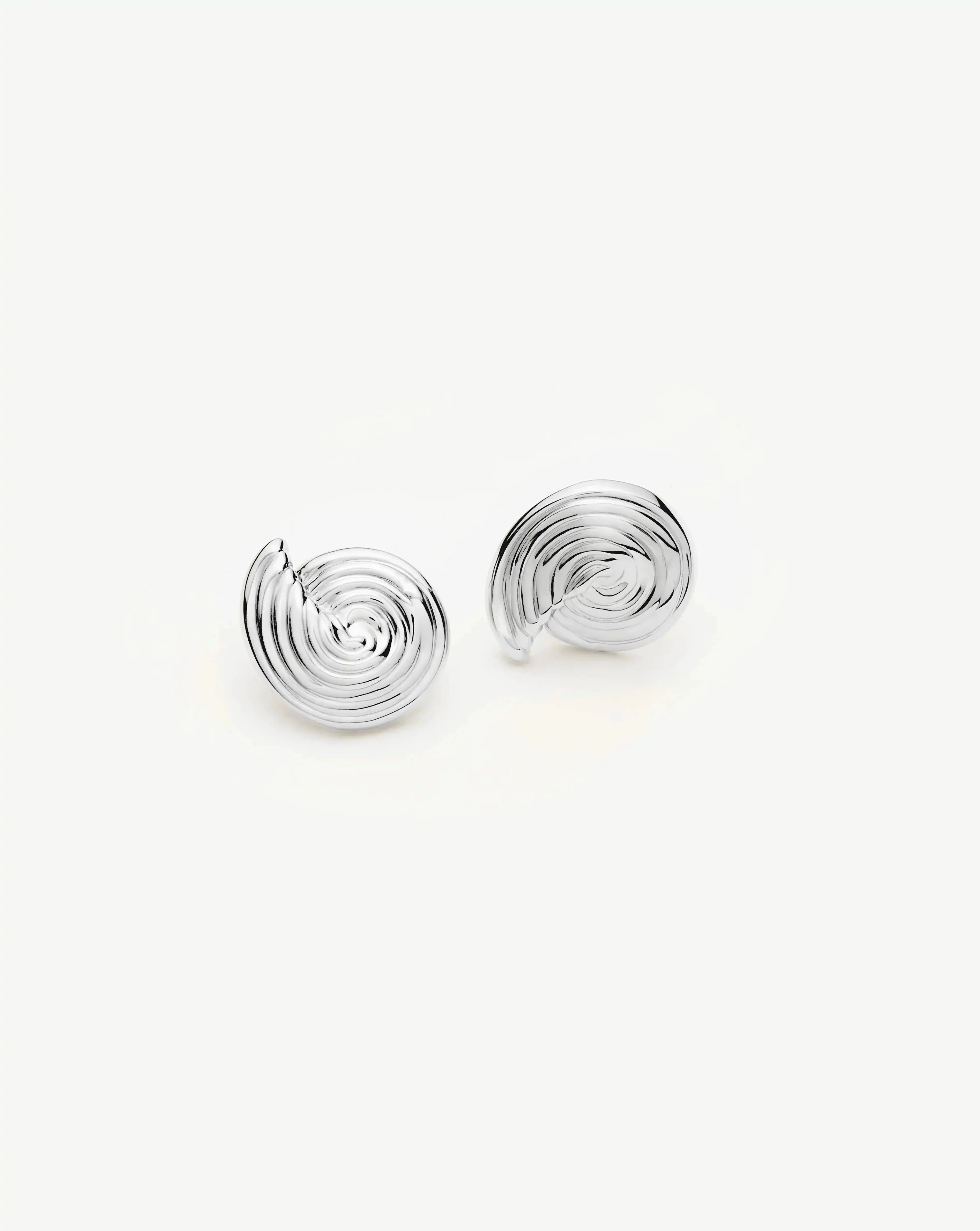 Spiral Small Stud Earrings | Silver Plated - Image 5