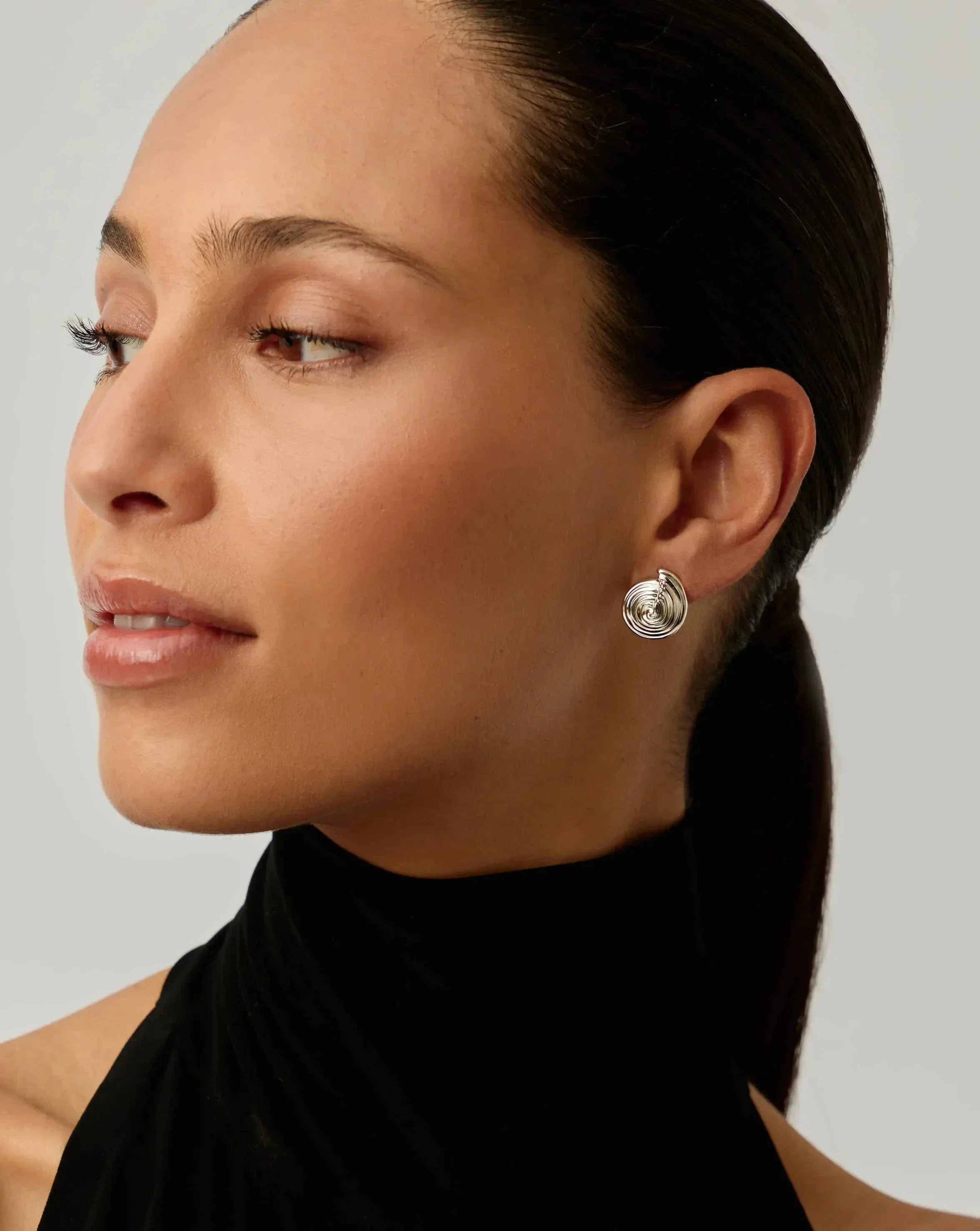 Spiral Small Stud Earrings | Silver Plated - Image 6