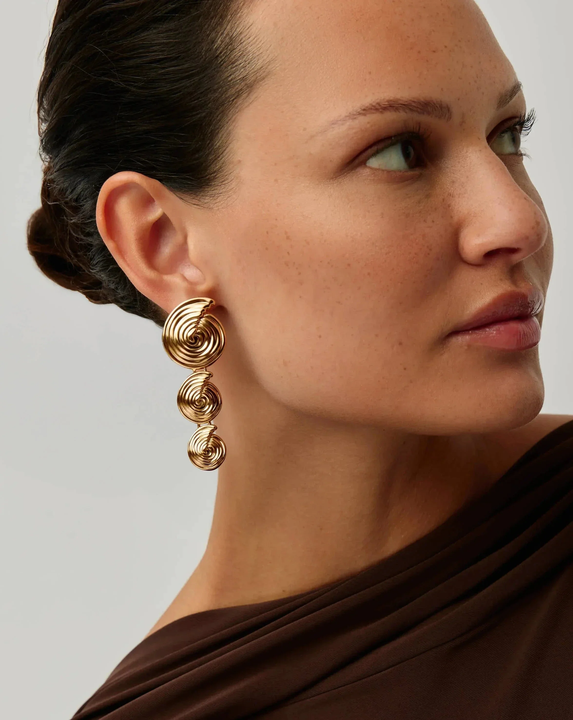 Spiral Statement Drop Earrings | 18k Gold Plated - Image 3