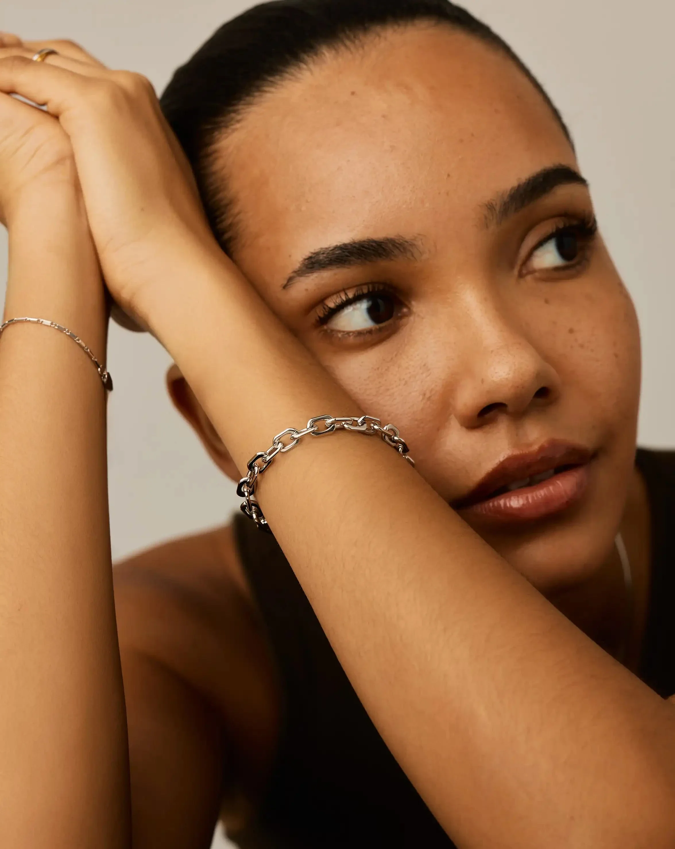 Square Paperclip Chain Bracelet | Platinum Plated - Image 6