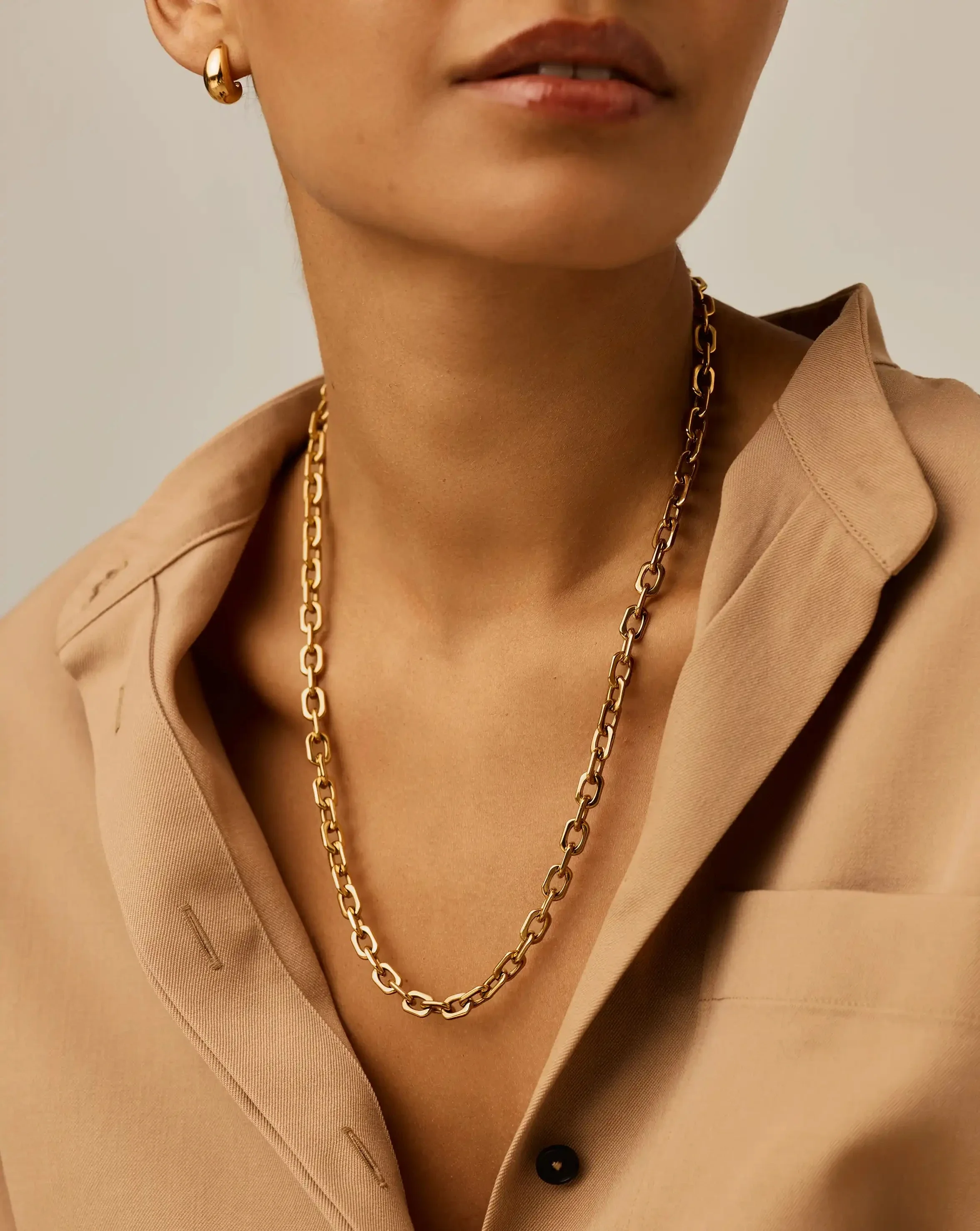 Square Paperclip Chain Necklace | 18k Gold Plated - Image 2
