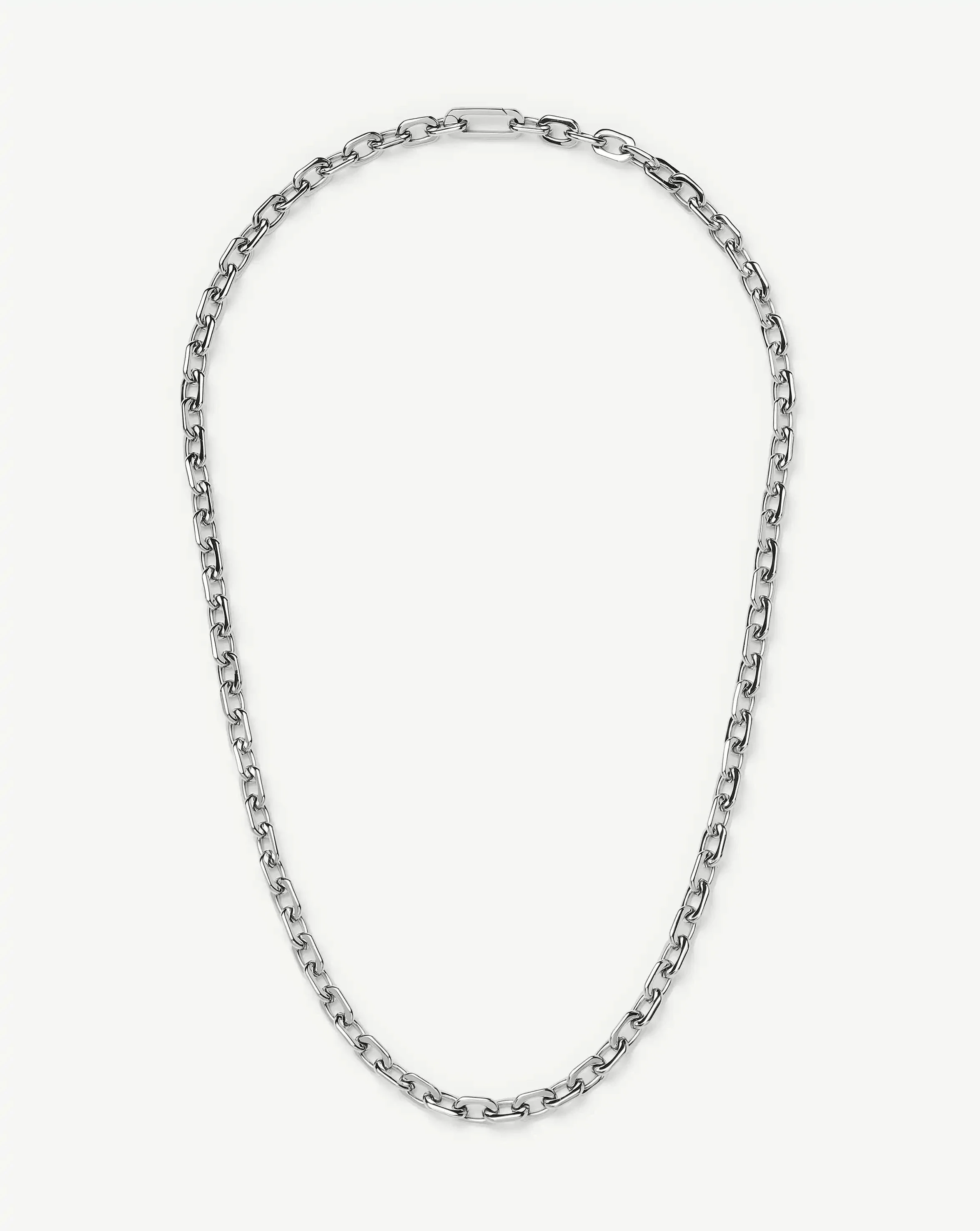 Square Paperclip Chain Necklace | Platinum Plated