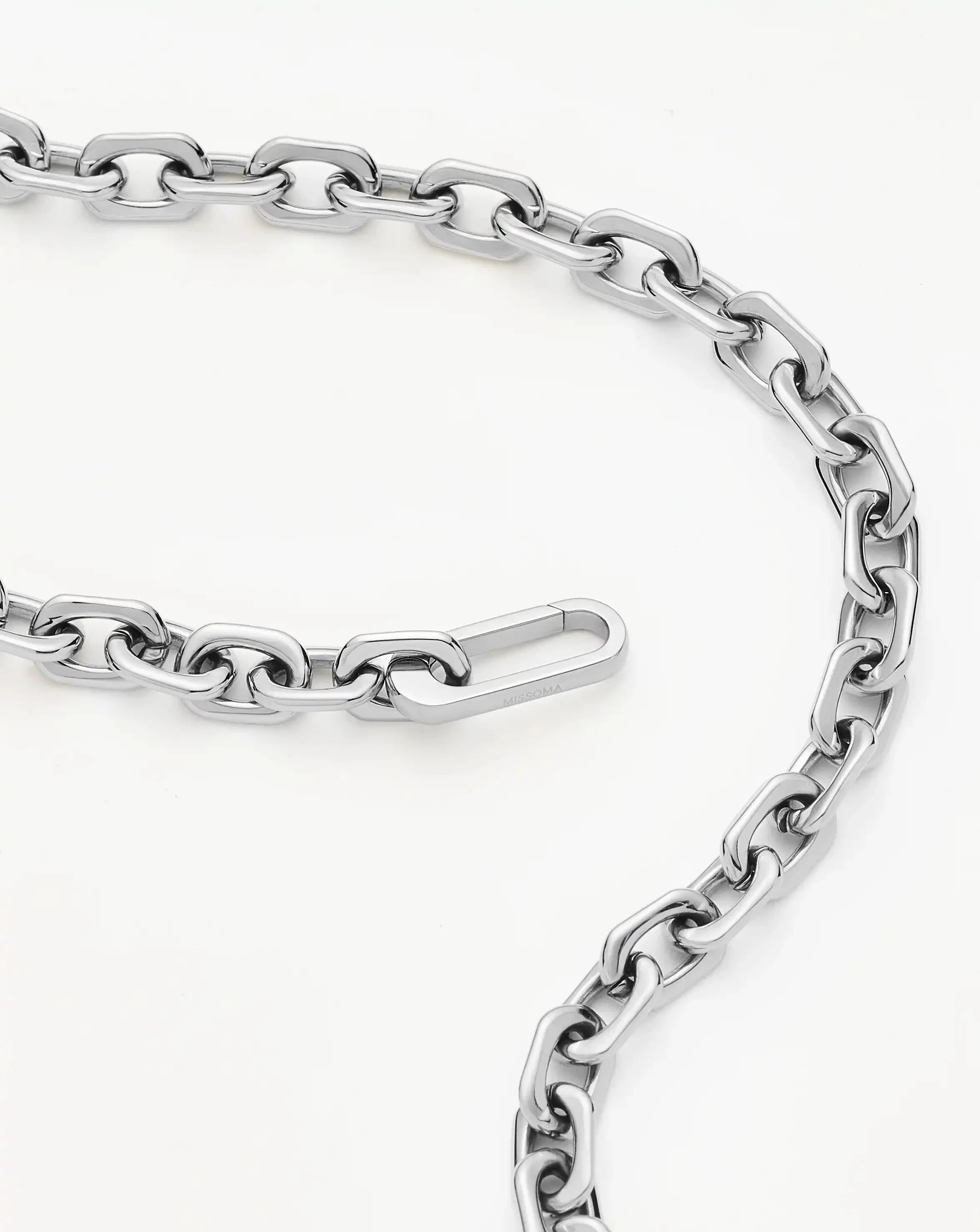 Square Paperclip Chain Necklace | Platinum Plated - Image 4