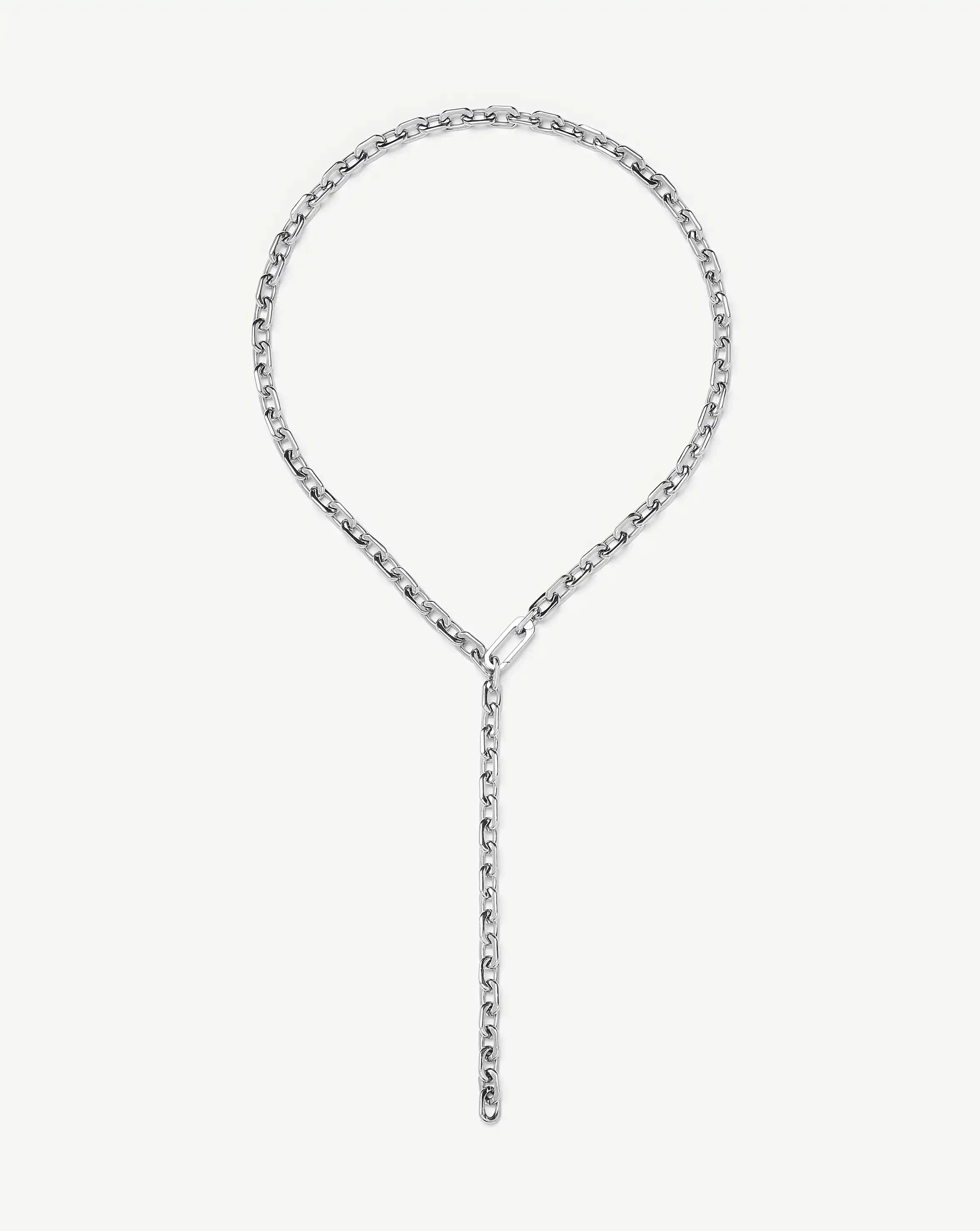 Square Paperclip Chain Necklace | Platinum Plated - Image 5