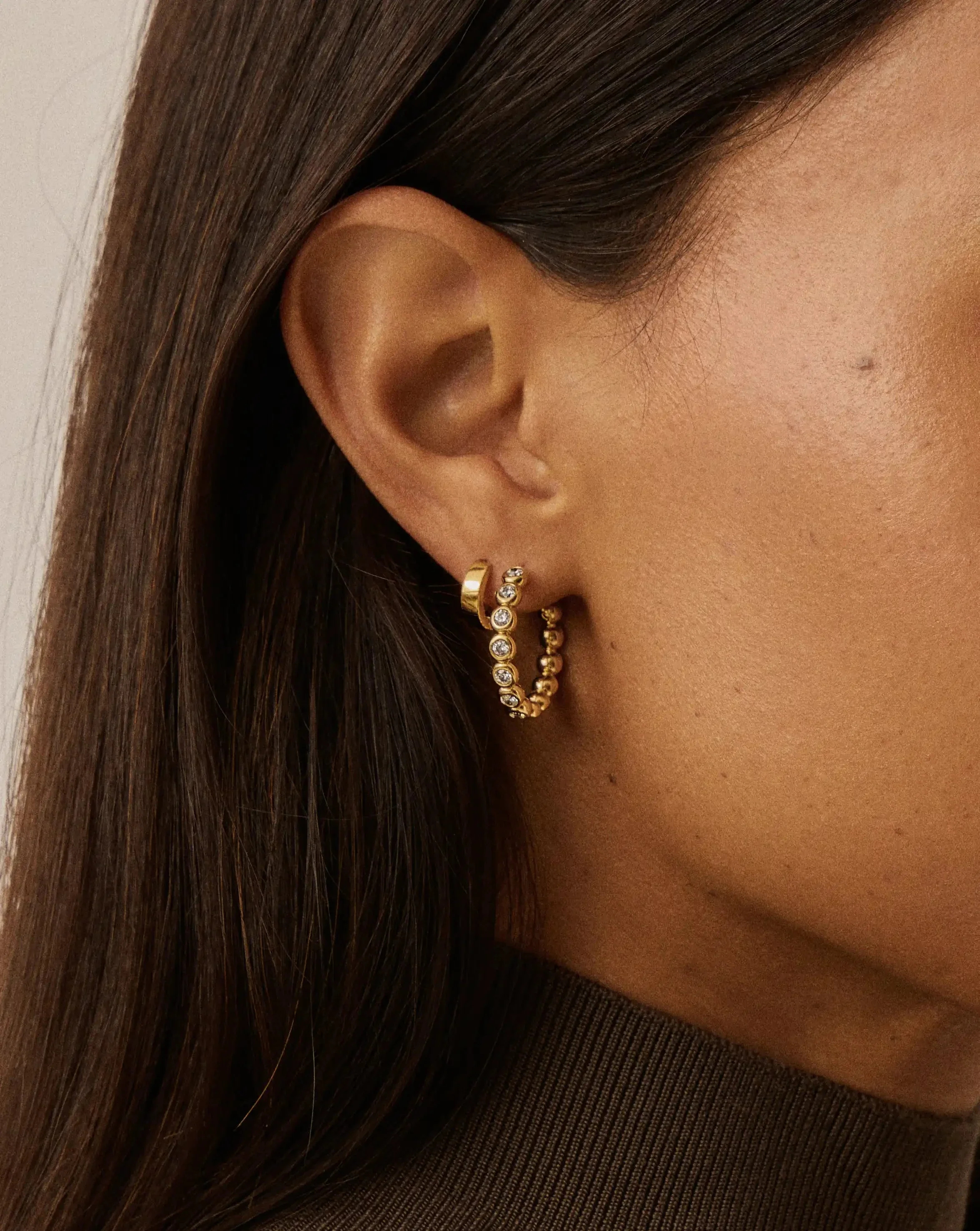 Tennis Classic Hoop Earrings | 18k Gold Plated/Cubic Zirconia - Image 3