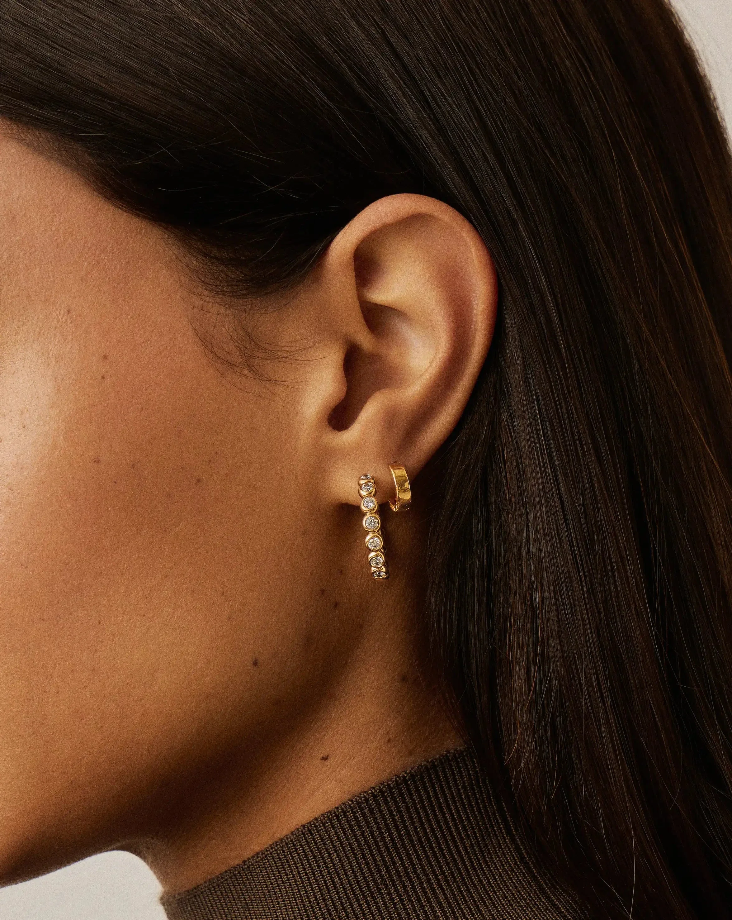 Tennis Classic Hoop Earrings | 18k Gold Plated/Cubic Zirconia - Image 6