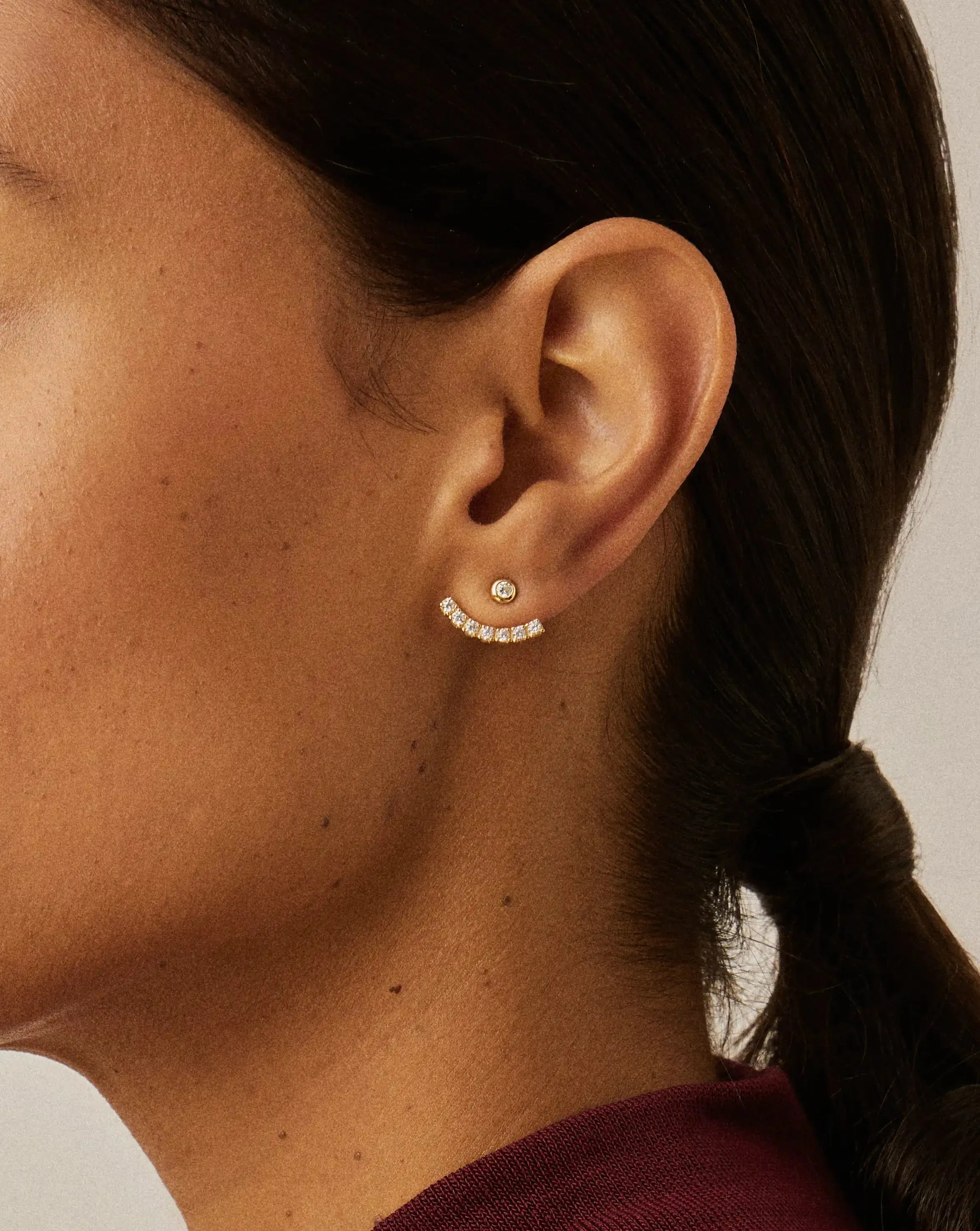 Tennis Ear Jacket Stud Earrings | 18k Gold Vermeil/Cubic Zirconia - Image 2