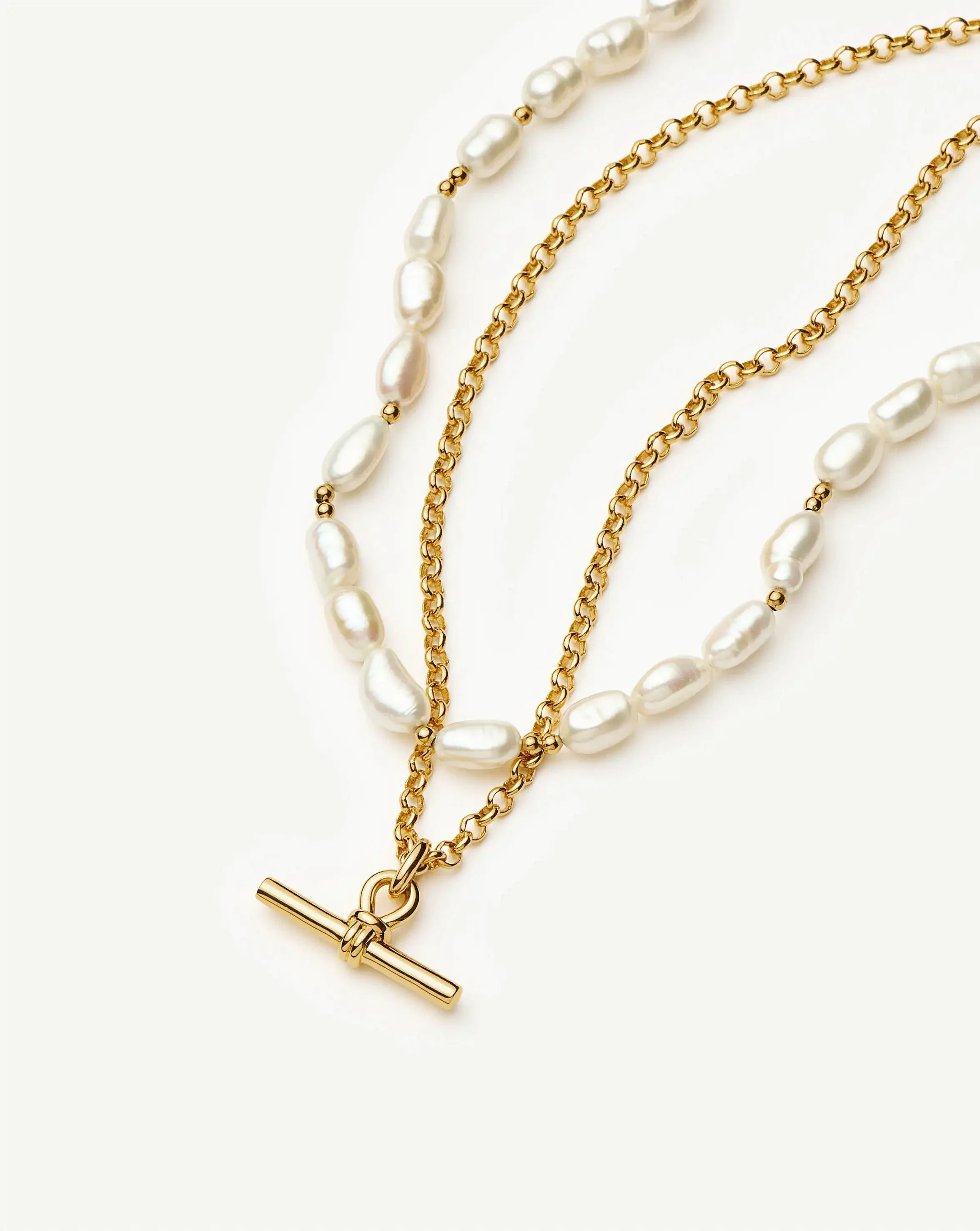 The Andy T-Bar Necklace Set | 18k Gold Plated/Pearl - Image 4