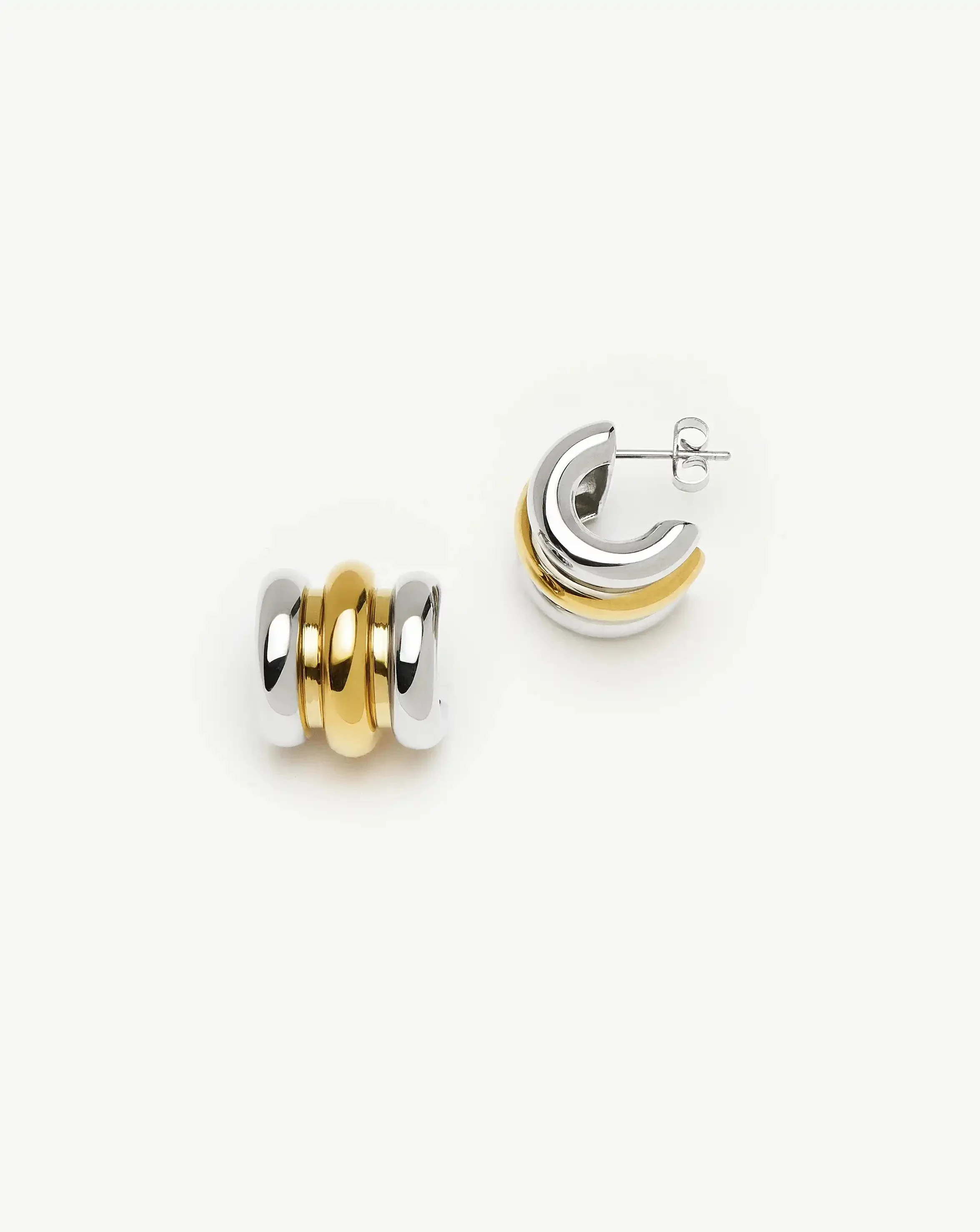 Triple Ridge Oversized Studs | 18k Gold Plated/Platinum Plated